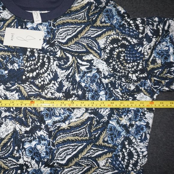 JOIE boxy French terry sweatshirt thumbholes LARGE blue abstract NWT cotton - Picture 7 of 8